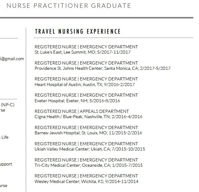 travel nurse resume template free download